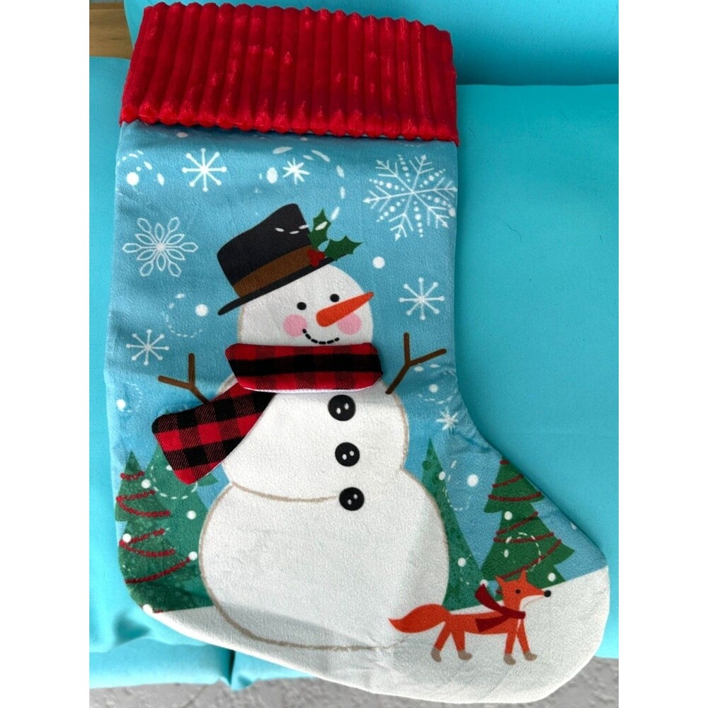 Christmas Stocking Snowman or Bearded Gnome Designs w/ Red Band Hangable NEW